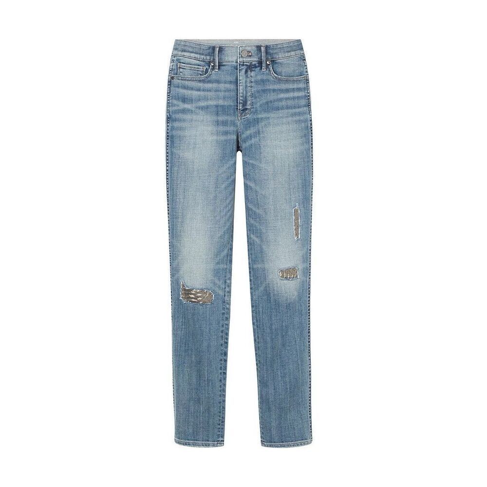 White House Black Market High-Rise Everyday Soft Denim Distressed Straight Jeans